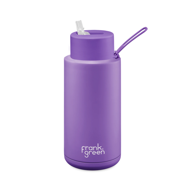 Frank Green / Stainless Steel Ceramic Reusable Bottle w/ Straw Lid (34oz) - Cosmic Purple