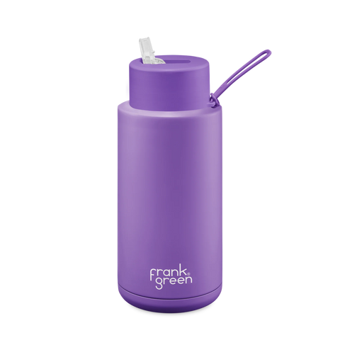 Frank Green / Stainless Steel Ceramic Reusable Bottle w/ Straw Lid (34oz) - Cosmic Purple