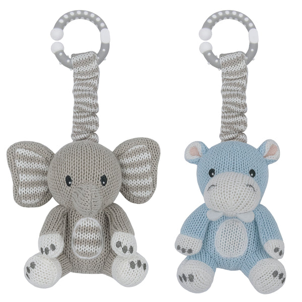 Living Textiles Co. / Stroller Toys (2pk) - Elephant & Hippo