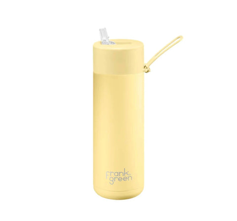 Frank Green / Stainless Steel Ceramic Reusable Bottle w/ Straw Lid (20oz) - Buttermilk