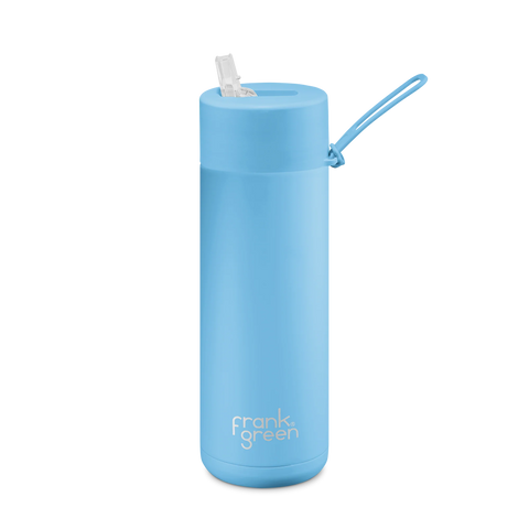 Frank Green / Stainless Steel Ceramic Reusable Bottle w/ Straw Lid (20oz) - Sky Blue