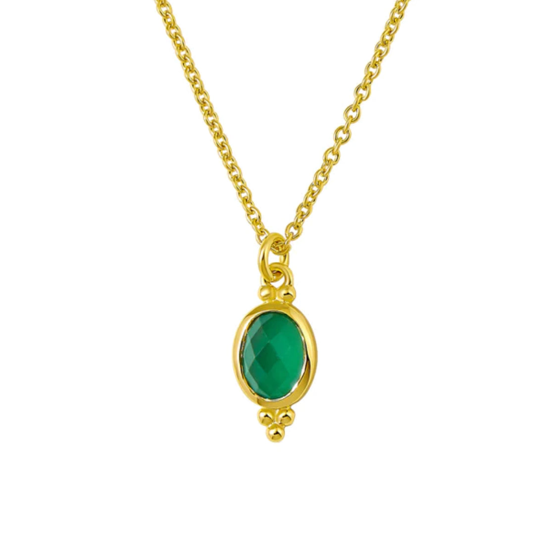 Midsummer Star / Moon Song Green Onyx Necklace - Gold