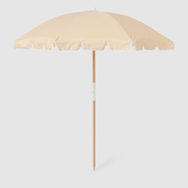 Sunnylife / Beach Umbrella - Mango Bay Golden Mustard Stripe