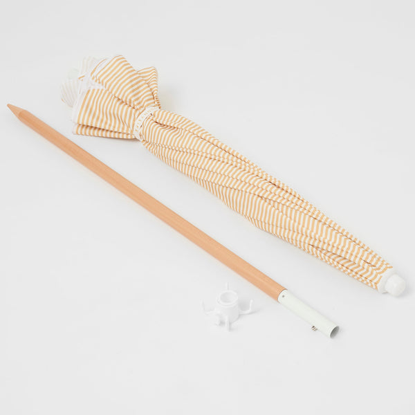 Sunnylife / Beach Umbrella - Mango Bay Golden Mustard Stripe