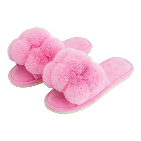 Annabel Trends / Cosy Luxe Pom Pom Slipper - Candy