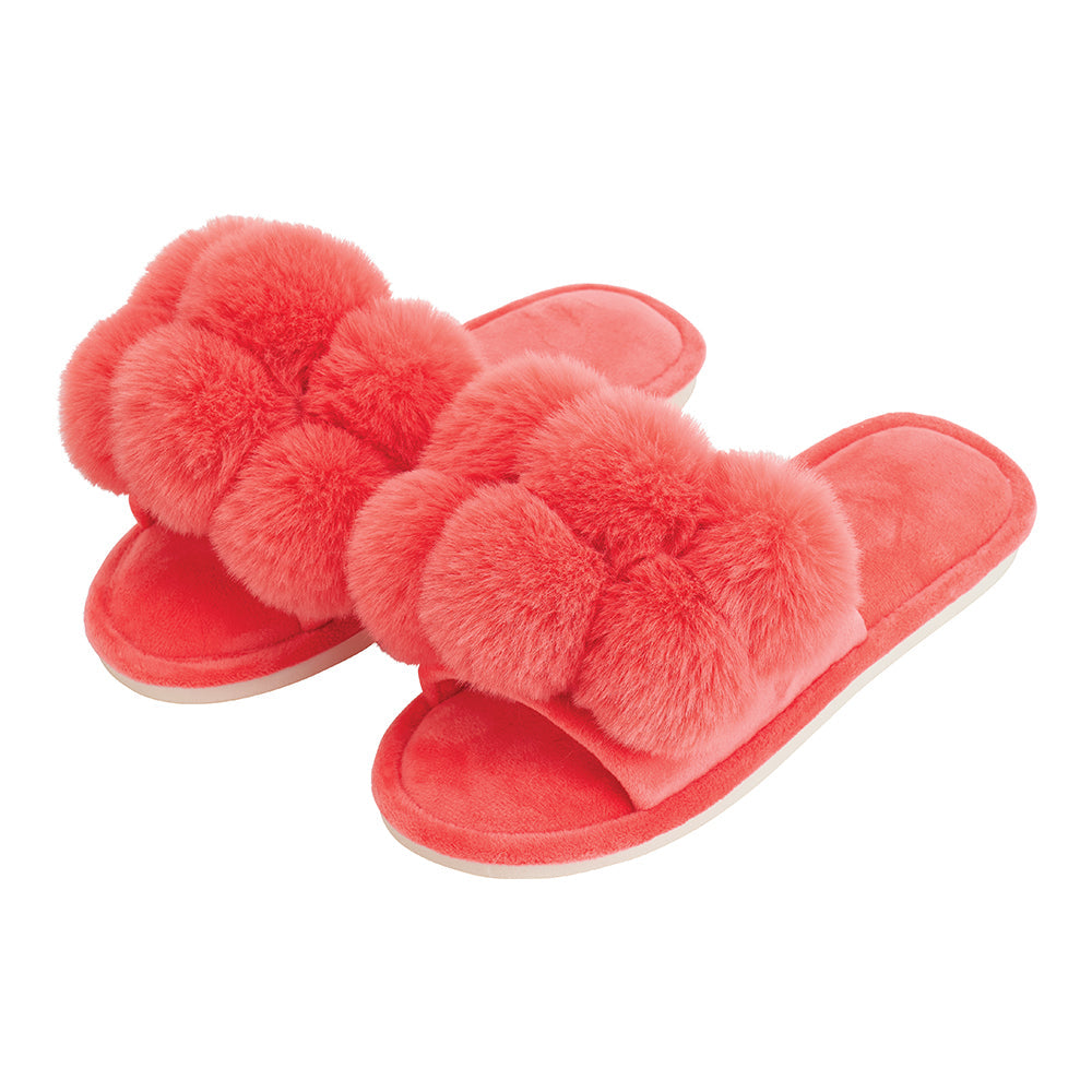 Annabel Trends / Cosy Luxe Pom Pom Slipper - Melon