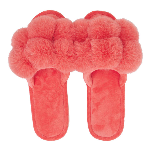 Annabel Trends / Cosy Luxe Pom Pom Slipper - Melon