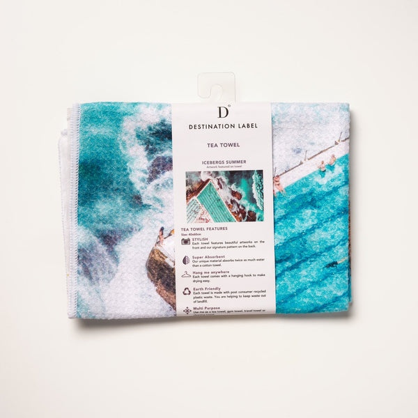 Destination Label / Tea Towel - Icebergs Summer