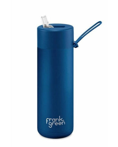 Frank Green / Stainless Steel Ceramic Reusable Bottle w/ Straw Lid (20oz) - Deep Ocean