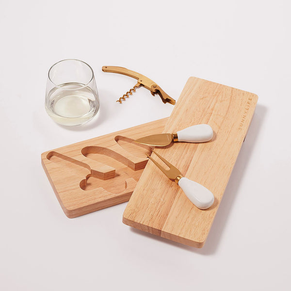 Sunnylife / Travel Cheese Board Set - Le Weekend Natural