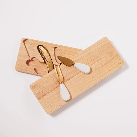 Sunnylife / Travel Cheese Board Set - Le Weekend Natural