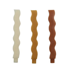 Coast To Coast / Wave Dinner Candles (Set 3) - White/Tan/Mustard