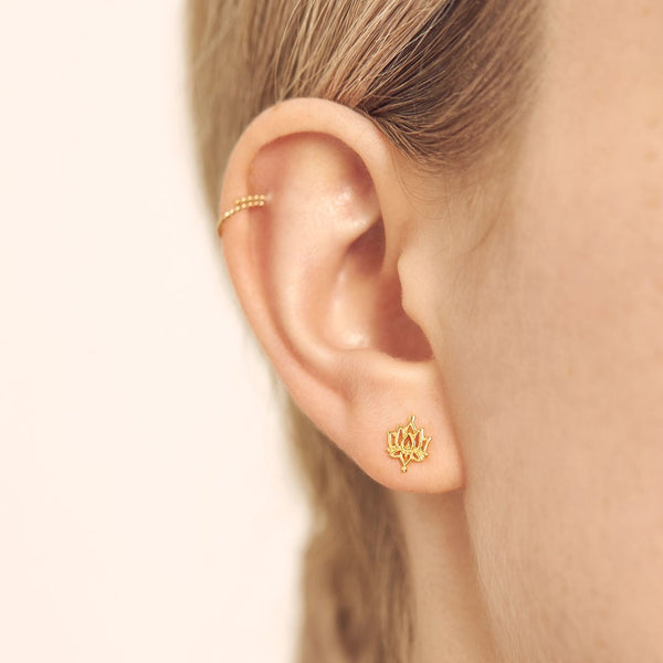 Midsummer Star / White Lotus Studs - Gold