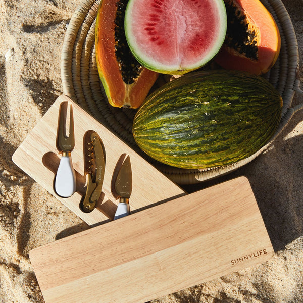 Sunnylife / Travel Cheese Board Set - Le Weekend Natural